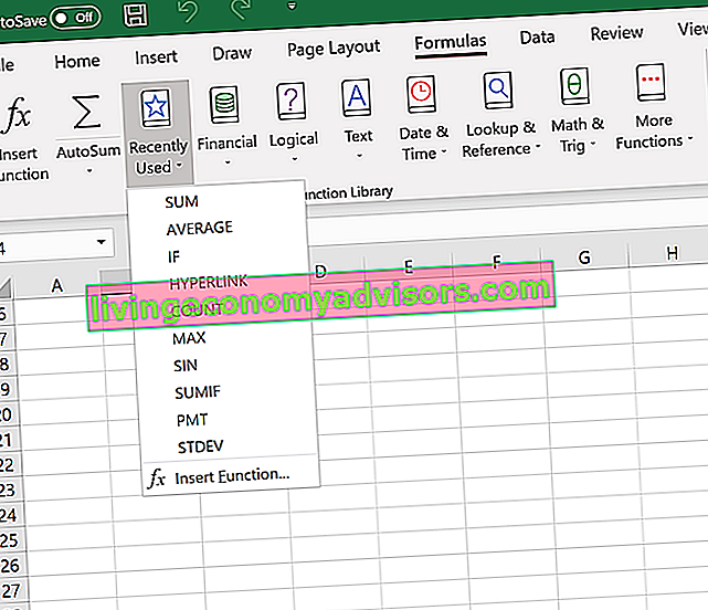 Fungsi Excel Asas - Menggunakan Pilihan AutoSum