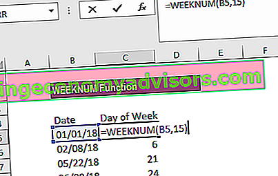Funzione WEEKNUM - Esempio 1