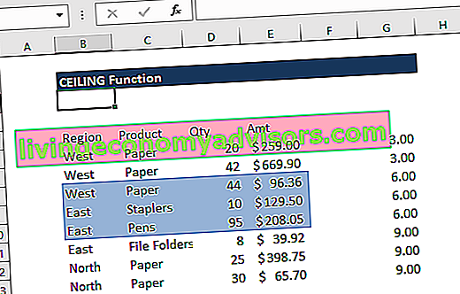 Função Excel CEILING - Exemplo 2