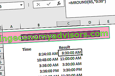 MROUND-funktion - Exempel 2b