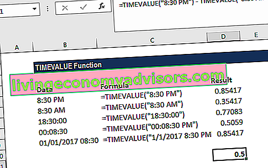 Fonction TIMEVALUE - Exemple 1a