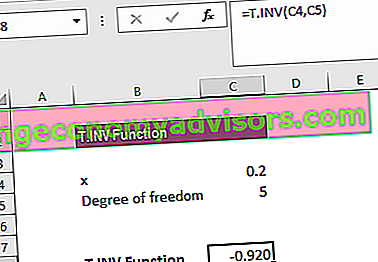 Função T.INV - Exemplo 1a