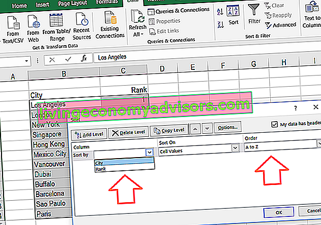 In Excel alphabetisieren - Schritt 2b sortieren