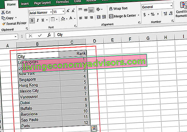 Alphabétisation dans Excel - Filtre Étape 1