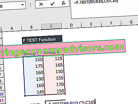 F.TEST-functie - Voorbeeld 1