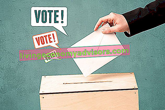 Ciclo presidencial - uma mão colocando um boletim de voto em uma urna eleitoral