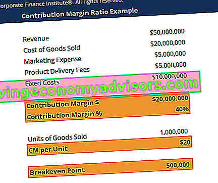 Screenshot del modello di rapporto del margine di contribuzione