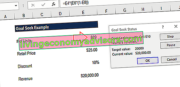 Goal Seek Excel - Solution de l'exemple