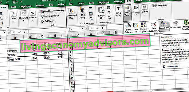Beispiel für Excel Consolidate